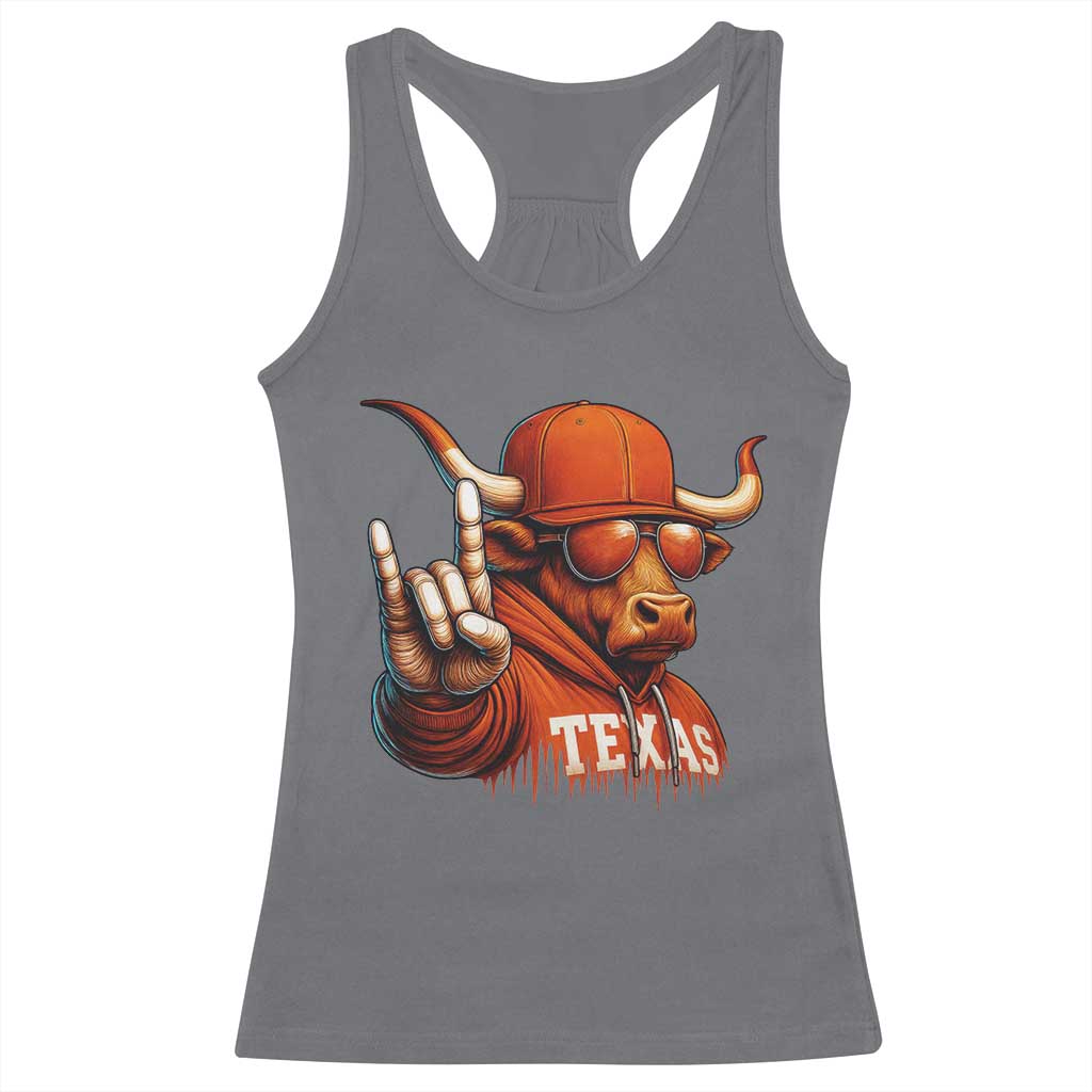 Texas Fan Racerback Tank Top Orange Longhorns Cow Texas Pride Sport Lover TS11 Charcoal Print Your Wear