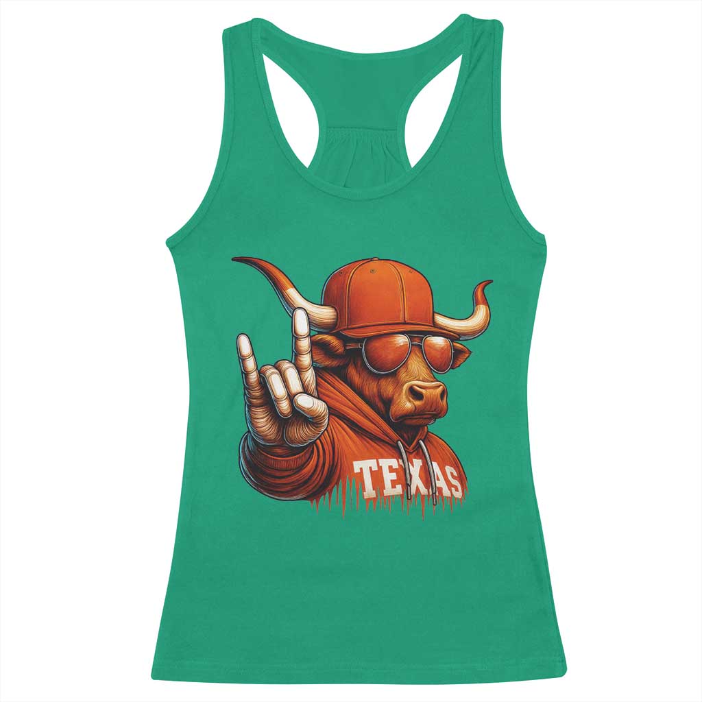 TFL Football Lover Racerback Tank Top Orange Cow Rock Hand Sign TS11 Irish Green Print Your Wear