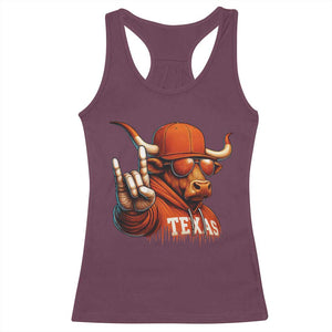 TFL Football Lover Racerback Tank Top Orange Cow Rock Hand Sign TS11 Maroon Print Your Wear