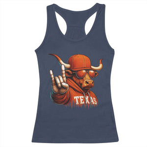 TFL Football Lover Racerback Tank Top Orange Cow Rock Hand Sign TS11 Navy Print Your Wear