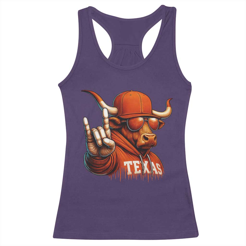 TFL Football Lover Racerback Tank Top Orange Cow Rock Hand Sign TS11 Purple Print Your Wear