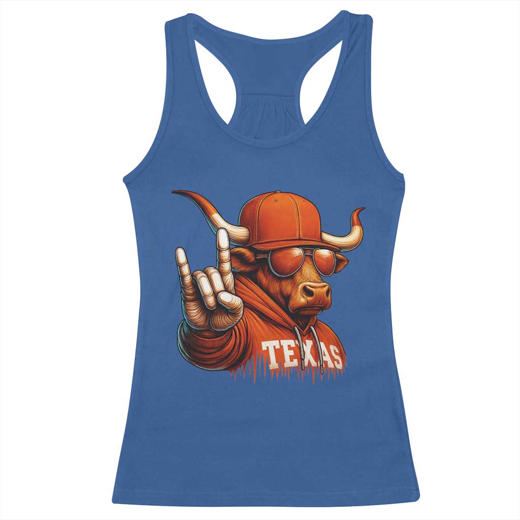 TFL Football Lover Racerback Tank Top Orange Cow Rock Hand Sign TS11 Royal Blue Print Your Wear