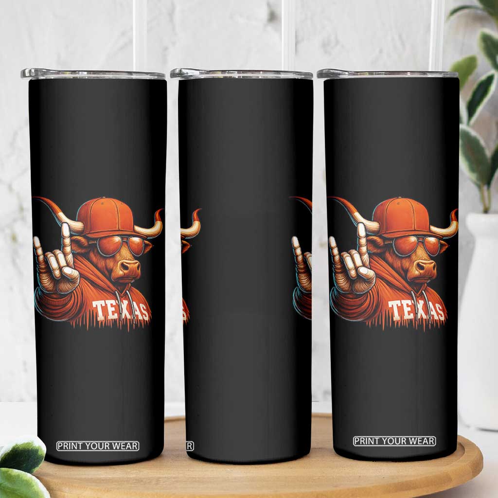 TFL Football Lover Skinny Tumbler Orange Cow Rock Hand Sign TS11 Print Your Wear