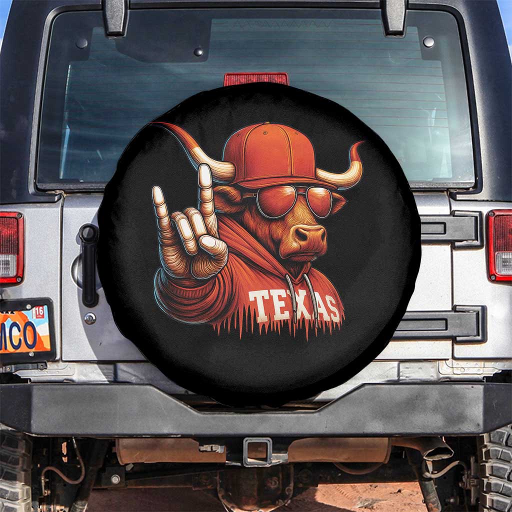 TFL Football Lover Spare Tire Cover Orange Cow Rock Hand Sign TS11 No hole Black Print Your Wear