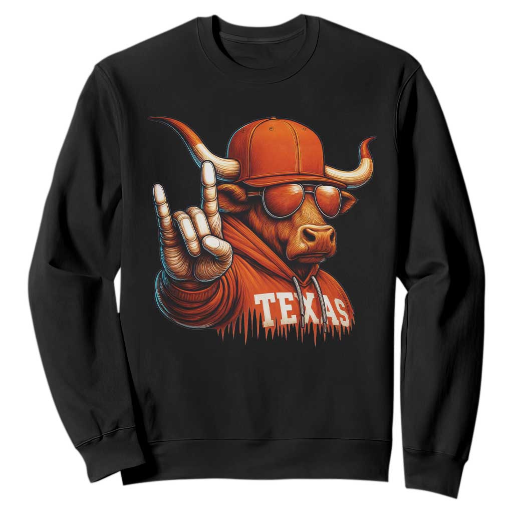 Texas Fan Sweatshirt Orange Longhorns Cow Texas Pride Sport Lover TS11 Black Print Your Wear