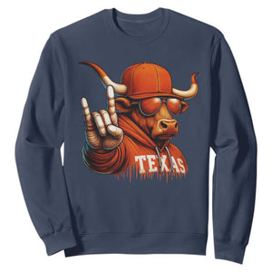 Texas Fan Sweatshirt Orange Longhorns Cow Texas Pride Sport Lover TS11 Navy Print Your Wear