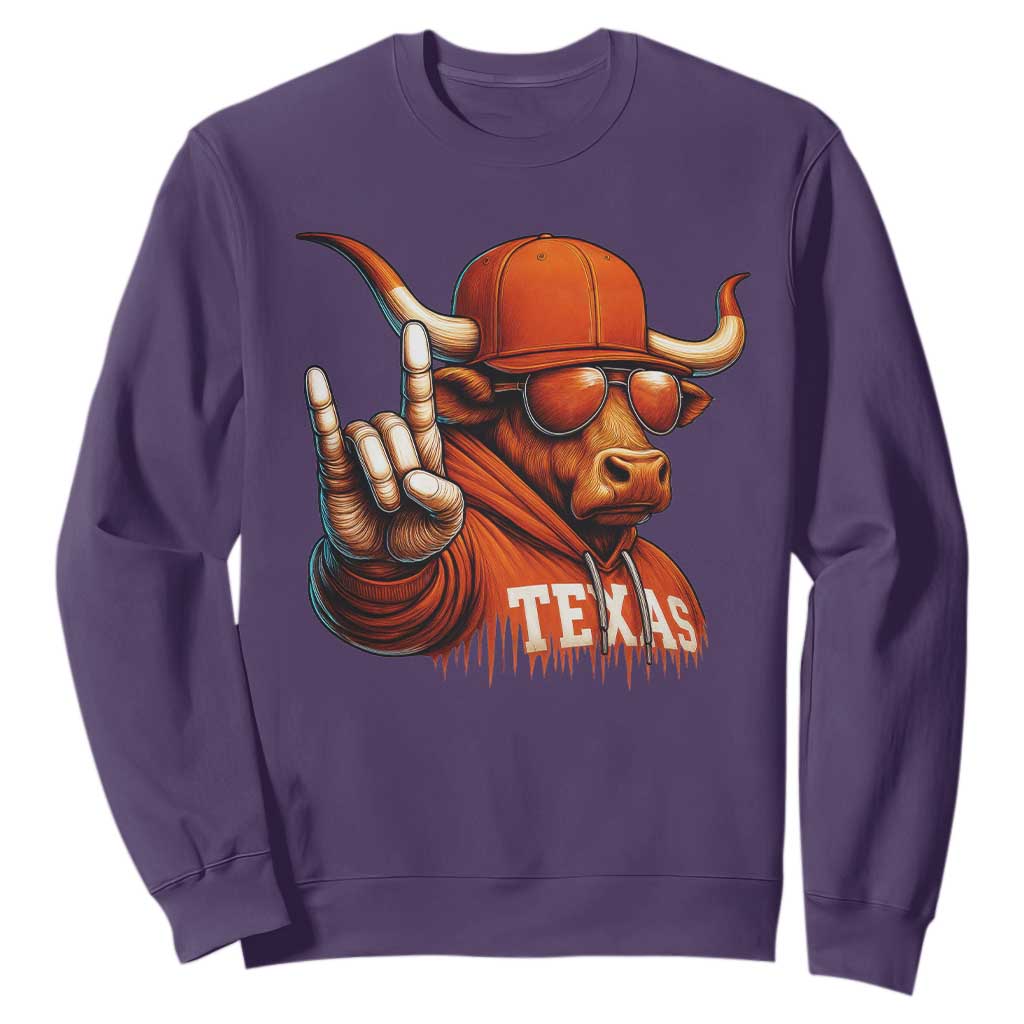 Texas Fan Sweatshirt Orange Longhorns Cow Texas Pride Sport Lover TS11 Purple Print Your Wear