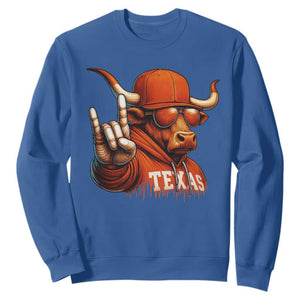 Texas Fan Sweatshirt Orange Longhorns Cow Texas Pride Sport Lover TS11 Royal Blue Print Your Wear