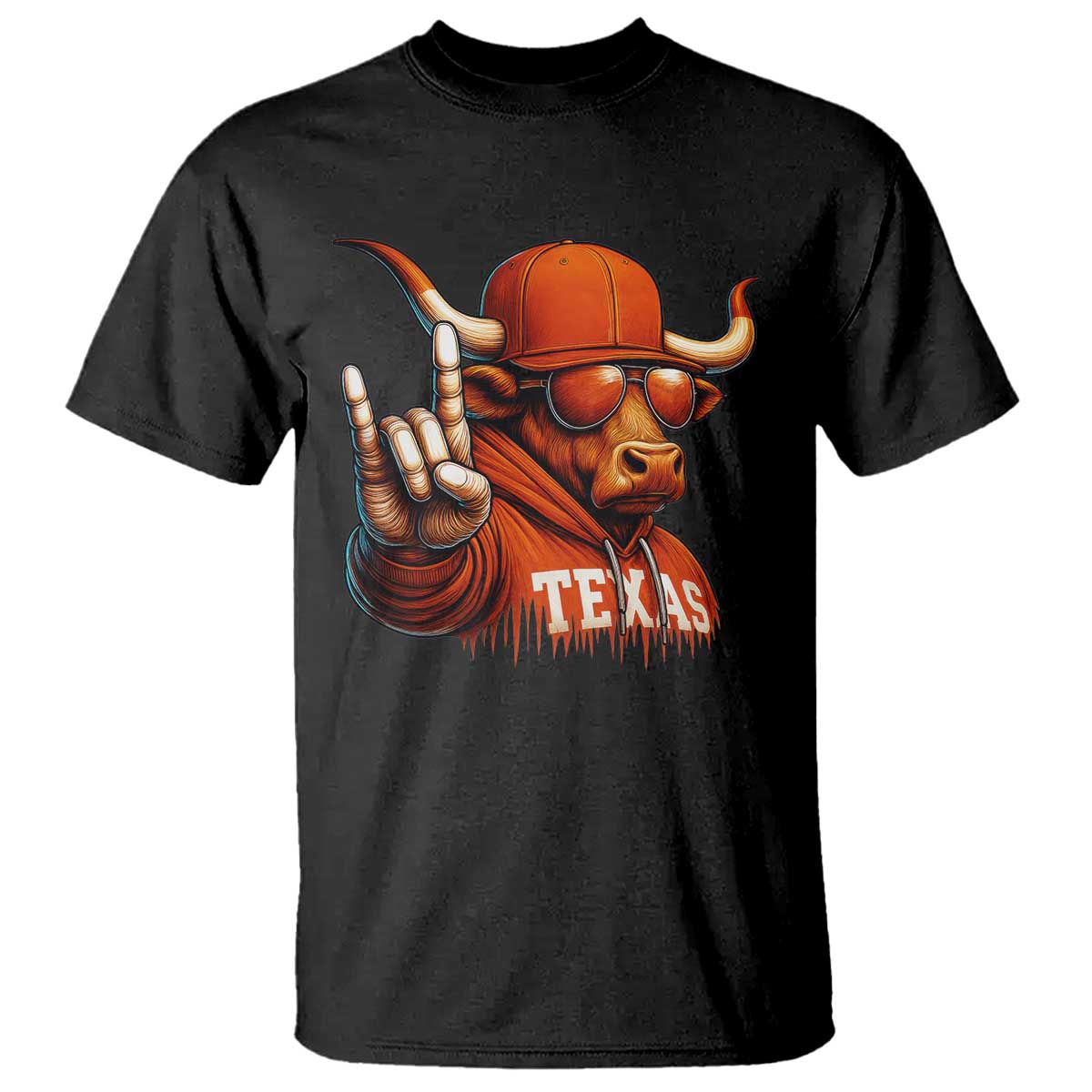Texas Fan T Shirt Orange Longhorns Cow Texas Pride Sport Lover TS11 Black Print Your Wear