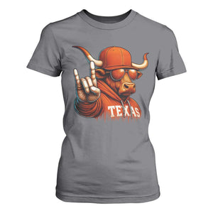 TFL Football Lover T Shirt For Women Orange Cow Rock Hand Sign TS11 Charcoal Print Your Wear