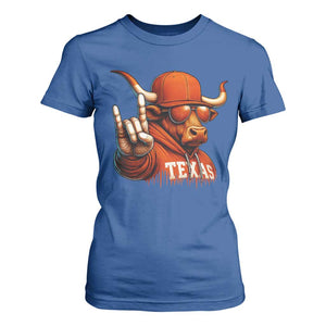 TFL Football Lover T Shirt For Women Orange Cow Rock Hand Sign TS11 Royal Blue Print Your Wear