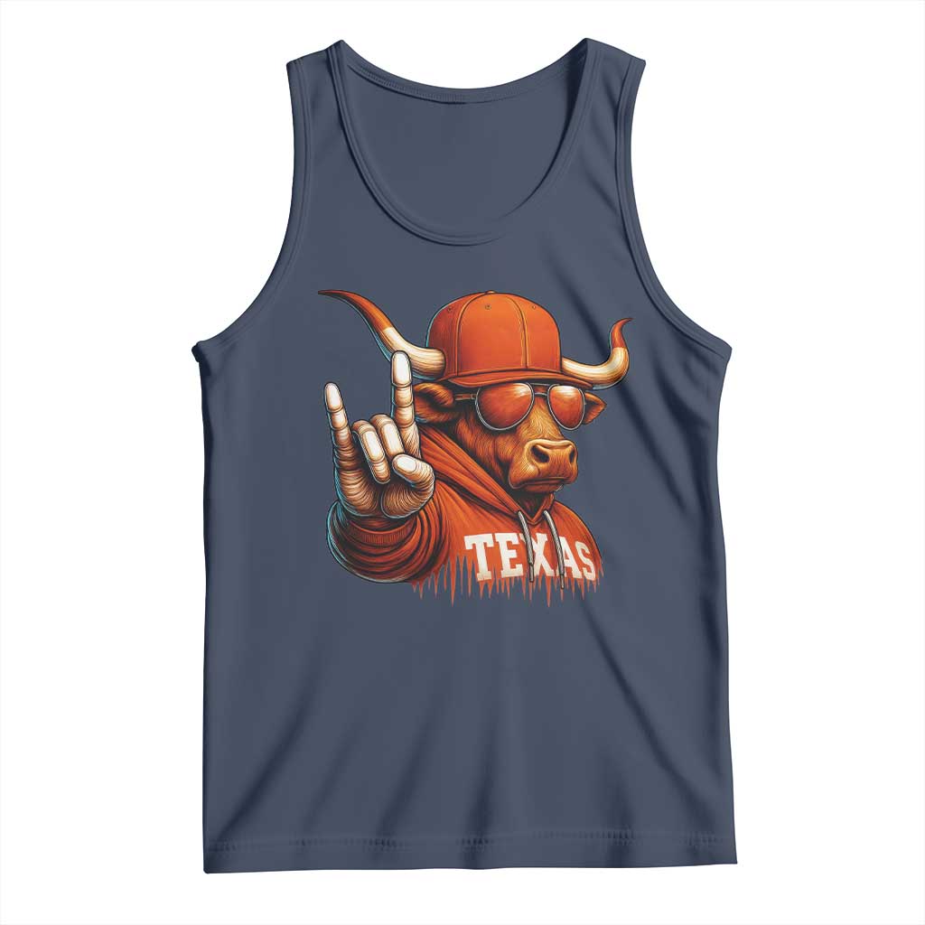 Texas Fan Tank Top Orange Longhorns Cow Texas Pride Sport Lover TS11 Navy Print Your Wear