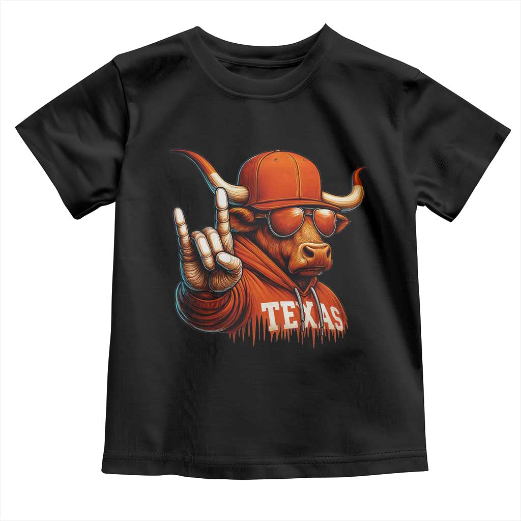 Texas Fan Toddler T Shirt Orange Longhorns Cow Texas Pride Sport Lover TS11 Black Print Your Wear