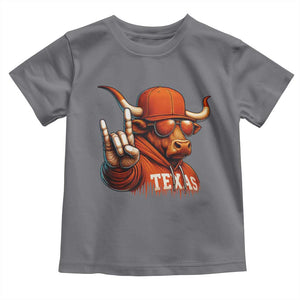 Texas Fan Toddler T Shirt Orange Longhorns Cow Texas Pride Sport Lover TS11 Charcoal Print Your Wear