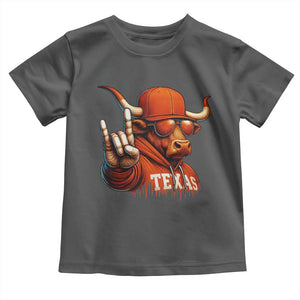 TFL Football Lover Toddler T Shirt Orange Cow Rock Hand Sign TS11 Dark Heather Print Your Wear