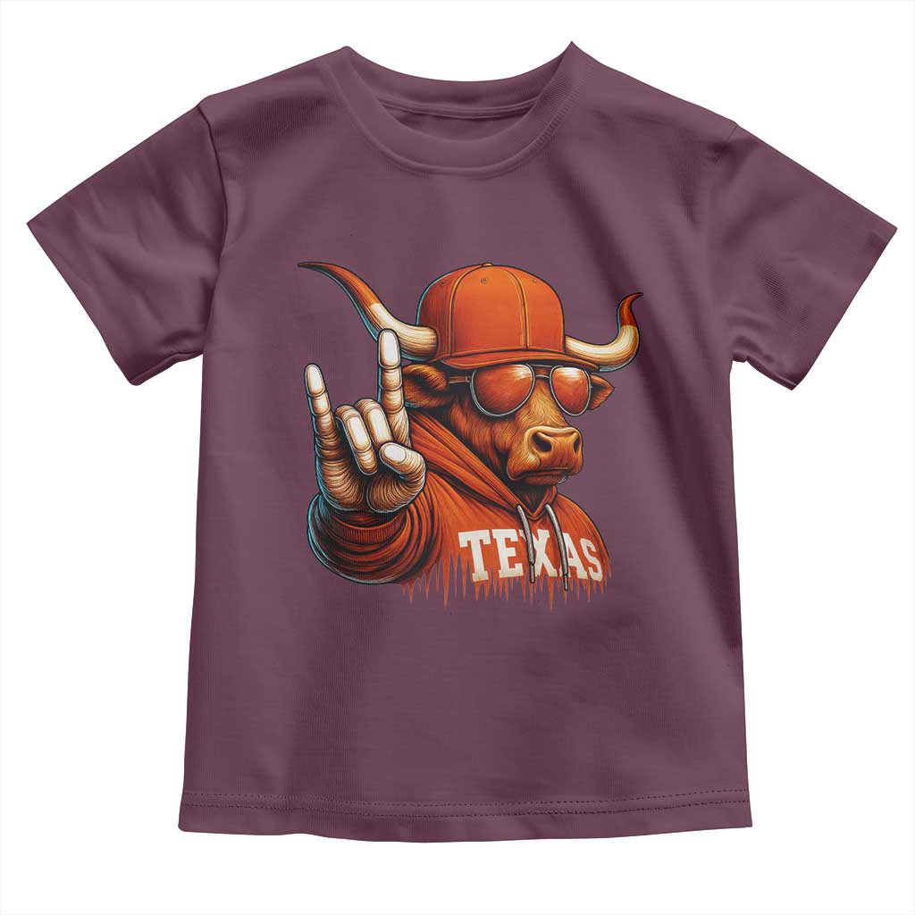 TFL Football Lover Toddler T Shirt Orange Cow Rock Hand Sign TS11 Maroon Print Your Wear