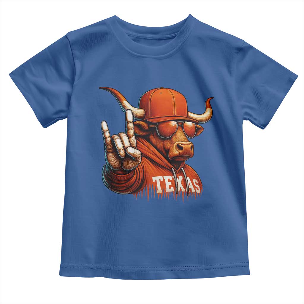 Texas Fan Toddler T Shirt Orange Longhorns Cow Texas Pride Sport Lover TS11 Royal Blue Print Your Wear