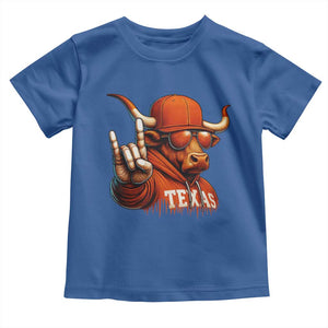 Texas Fan Toddler T Shirt Orange Longhorns Cow Texas Pride Sport Lover TS11 Royal Blue Print Your Wear