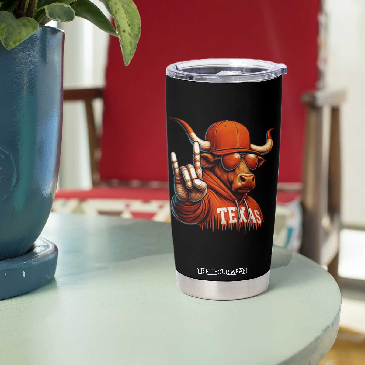 Texas Fan Tumbler Cup Orange Longhorns Cow Texas Pride Sport Lover TS11 Print Your Wear