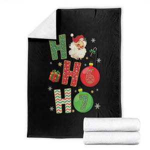 Funny Christmas Santa Ho Ho Ho 67 Throw Blanket Six Seven Meme 6 7 Xmas Bauble TS11 Black Print Your Wear