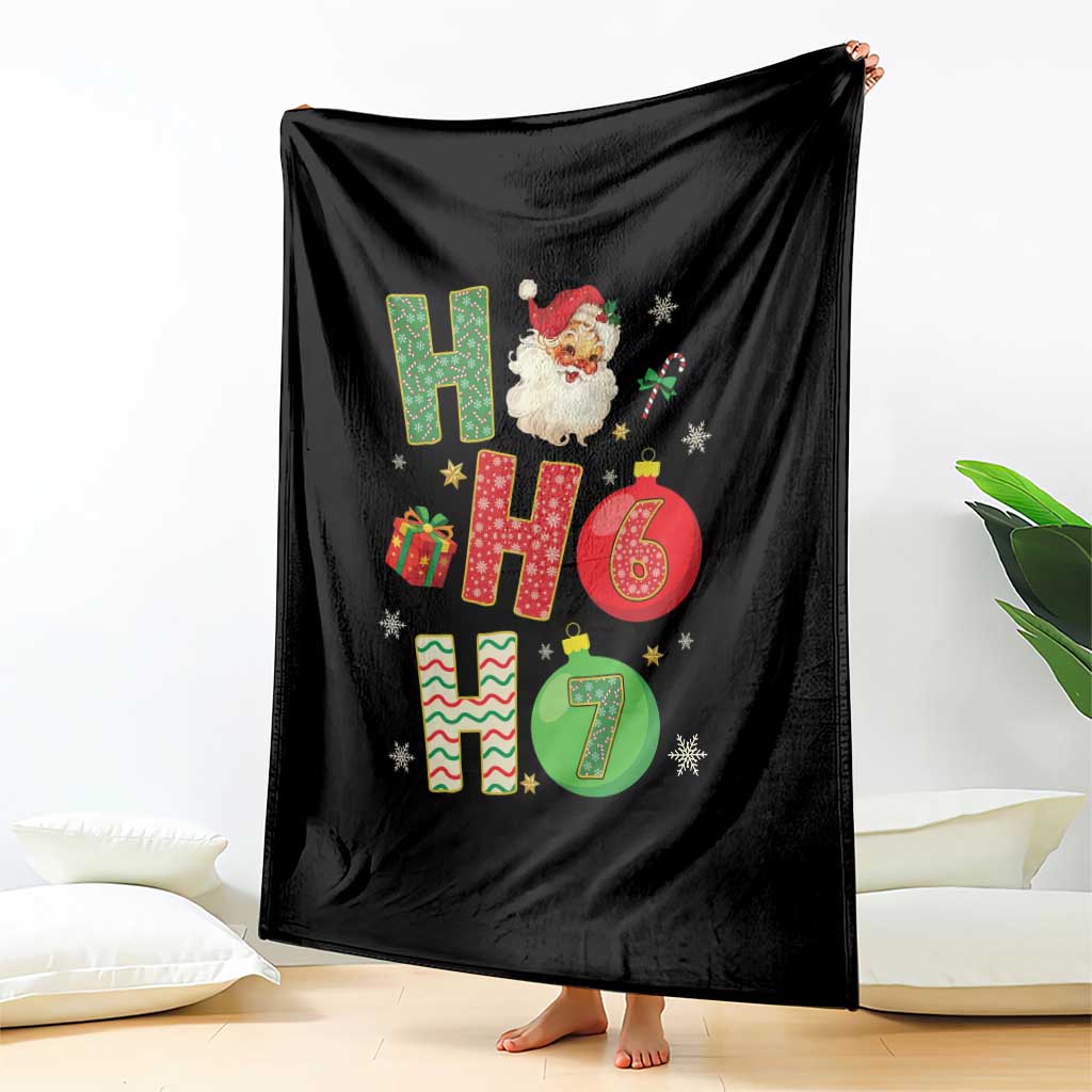 Funny Christmas Santa Ho Ho Ho 67 Throw Blanket Six Seven Meme 6 7 Xmas Bauble TS11 Print Your Wear
