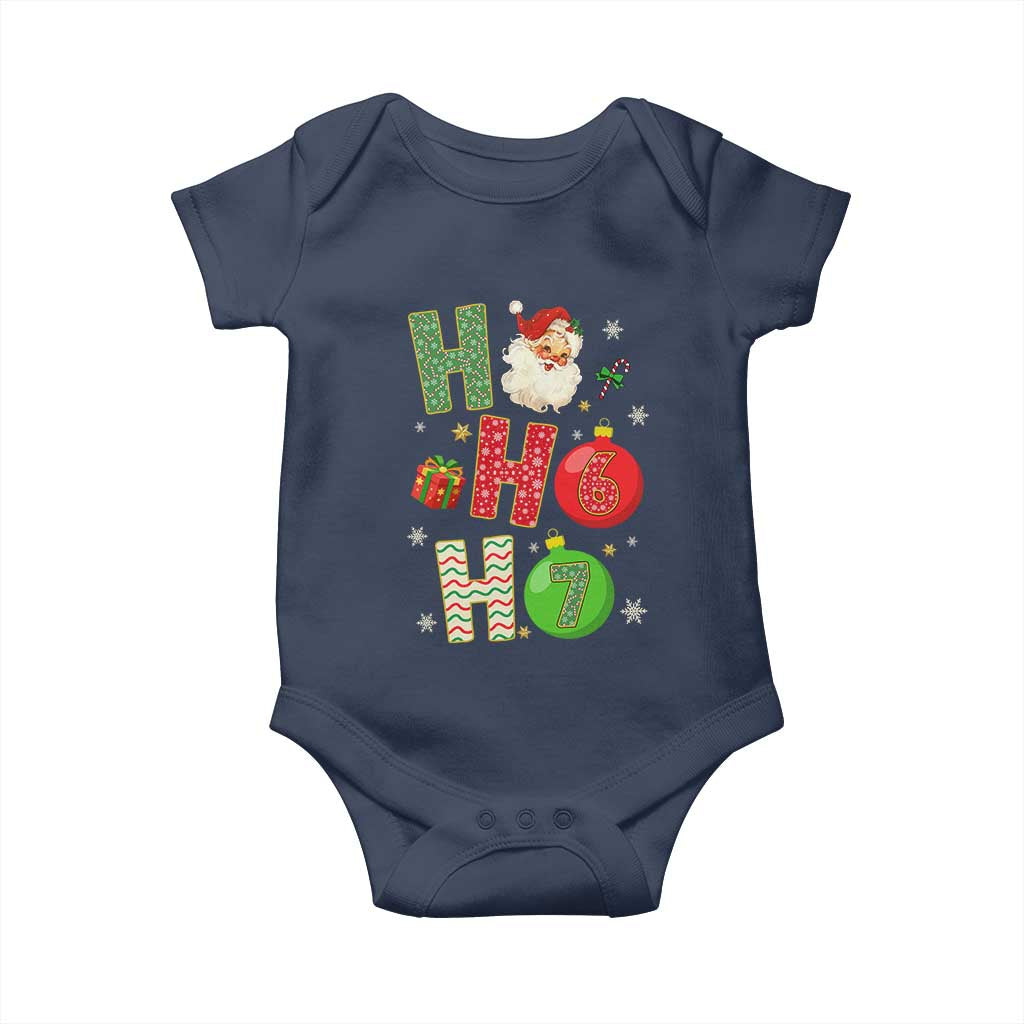 Funny Christmas Santa Ho Ho Ho 67 Baby Onesie Six Seven Meme 6 7 Xmas Bauble TS11 Navy Print Your Wear