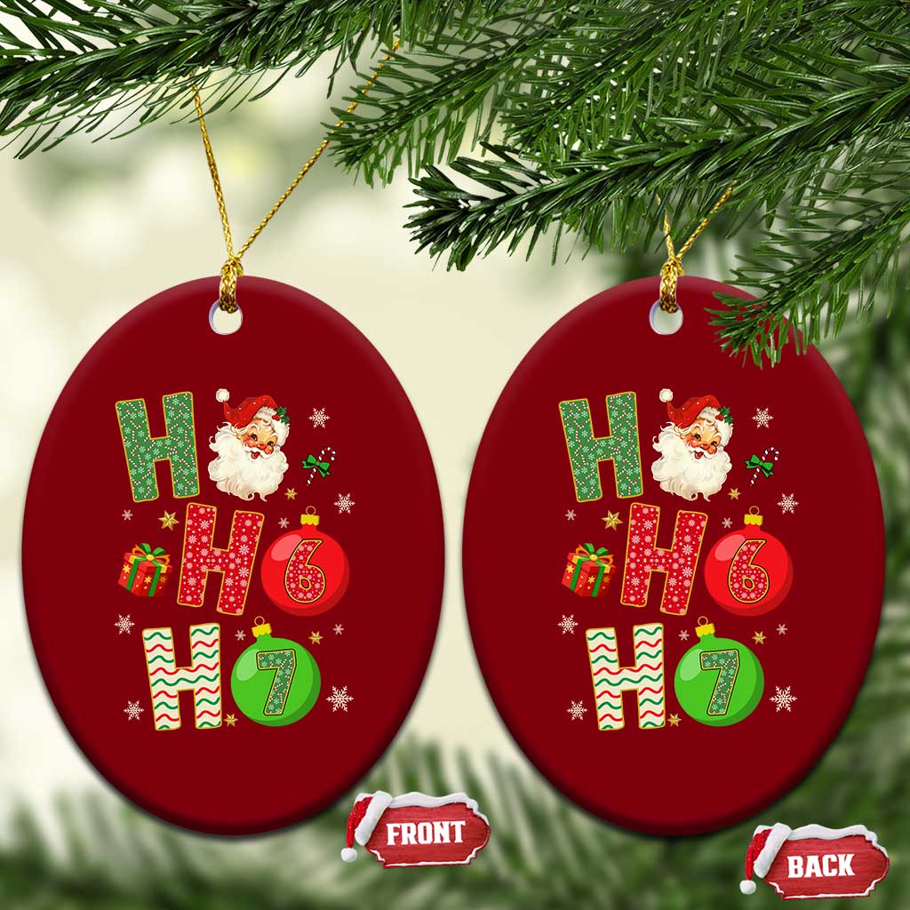 Funny Christmas Santa Ho Ho Ho 67 Ceramic Ornament Six Seven Meme 6 7 Xmas Bauble TS11 Print Your Wear