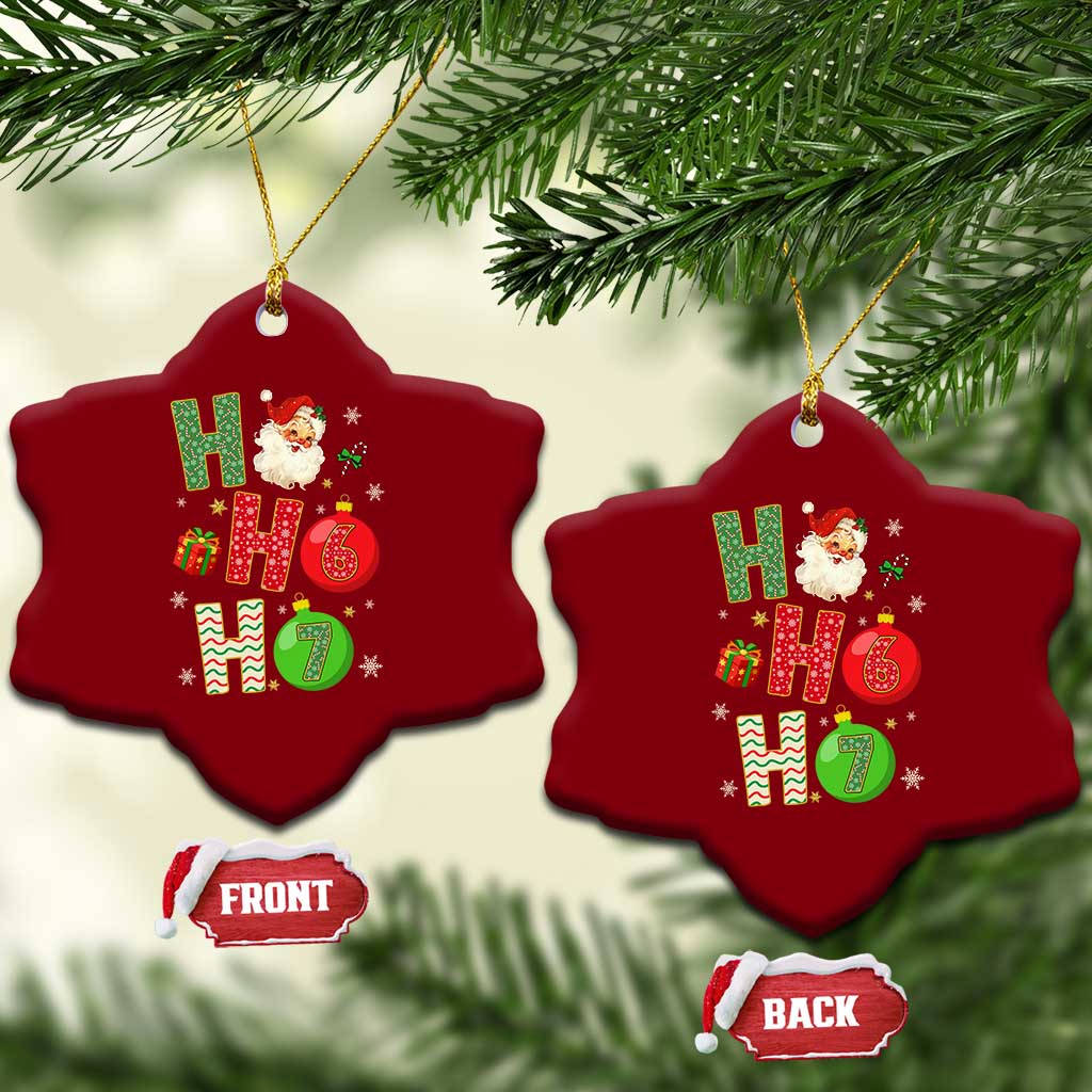 Funny Christmas Santa Ho Ho Ho 67 Ceramic Ornament Six Seven Meme 6 7 Xmas Bauble TS11 Print Your Wear