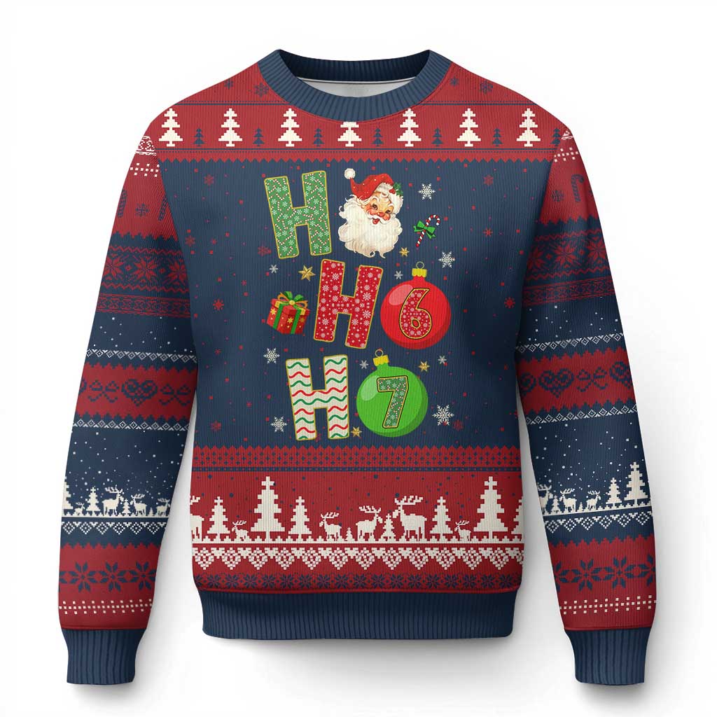 Funny Christmas Santa Ho Ho Ho 67 Ugly Christmas Sweater Six Seven Meme 6 7 Xmas Bauble TS11 Navy Red Print Your Wear