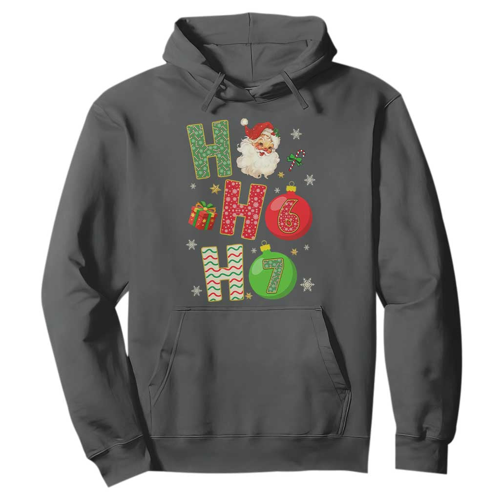 Funny Christmas Santa Ho Ho Ho 67 Hoodie Six Seven Meme 6 7 Xmas Bauble TS11 Dark Heather Print Your Wear