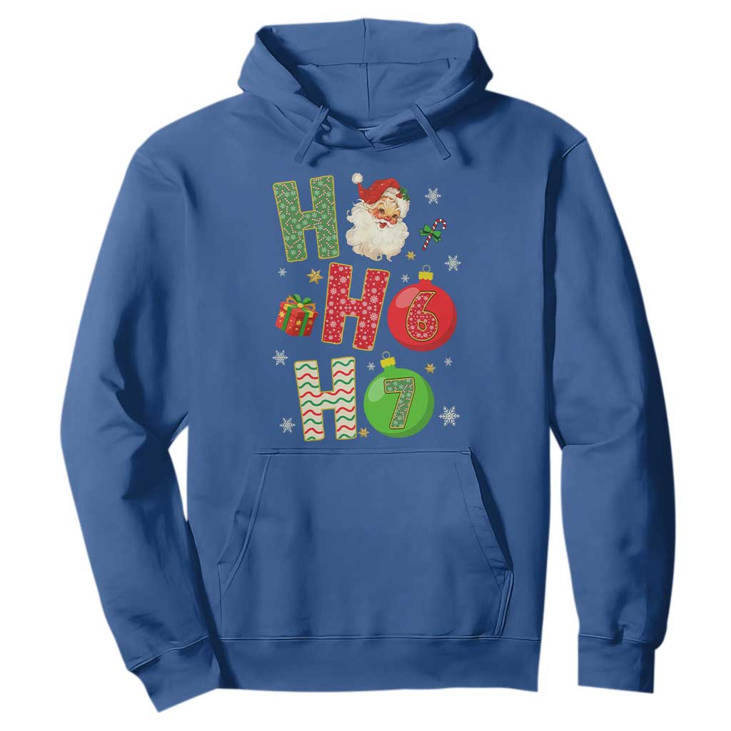 Funny Christmas Santa Ho Ho Ho 67 Hoodie Six Seven Meme 6 7 Xmas Bauble TS11 Royal Blue Print Your Wear
