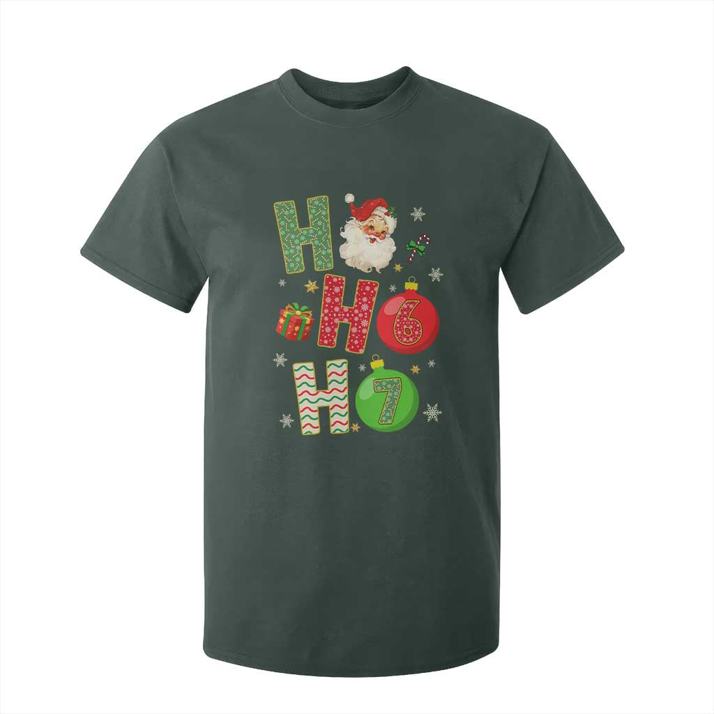 Funny Christmas Santa Ho Ho Ho 67 T Shirt For Kid Six Seven Meme 6 7 Xmas Bauble TS11 Dark Forest Green Print Your Wear