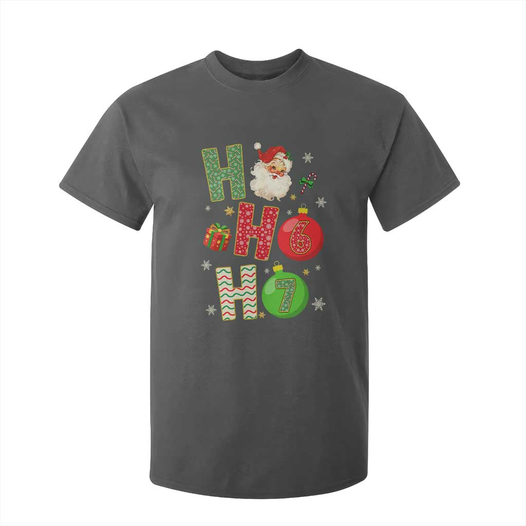 Funny Christmas Santa Ho Ho Ho 67 T Shirt For Kid Six Seven Meme 6 7 Xmas Bauble TS11 Dark Heather Print Your Wear