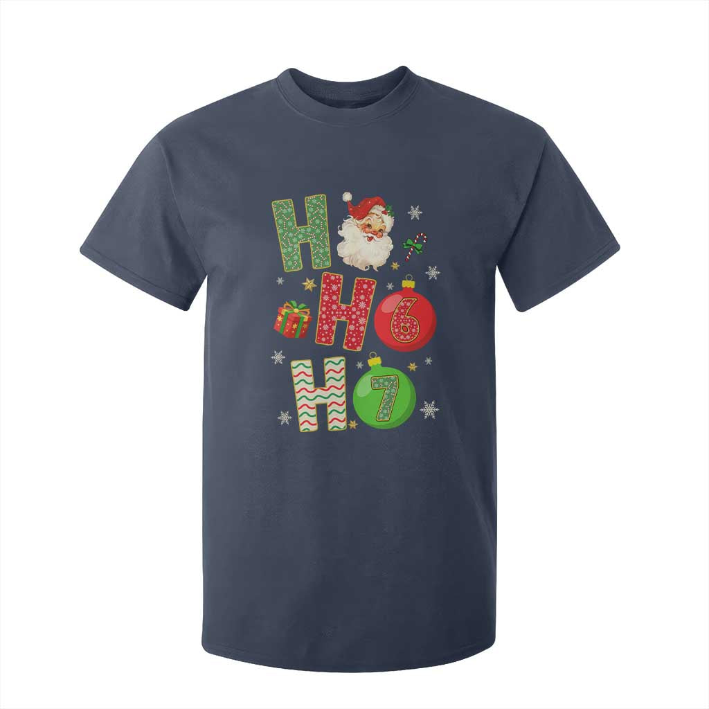 Funny Christmas Santa Ho Ho Ho 67 T Shirt For Kid Six Seven Meme 6 7 Xmas Bauble TS11 Navy Print Your Wear