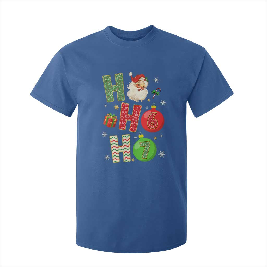 Funny Christmas Santa Ho Ho Ho 67 T Shirt For Kid Six Seven Meme 6 7 Xmas Bauble TS11 Royal Blue Print Your Wear
