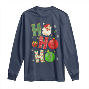 Funny Christmas Santa Ho Ho Ho 67 Long Sleeve Shirt Six Seven Meme 6 7 Xmas Bauble TS11 Navy Print Your Wear