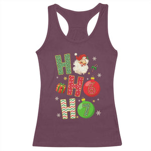 Funny Christmas Santa Ho Ho Ho 67 Racerback Tank Top Six Seven Meme 6 7 Xmas Bauble TS11 Maroon Print Your Wear