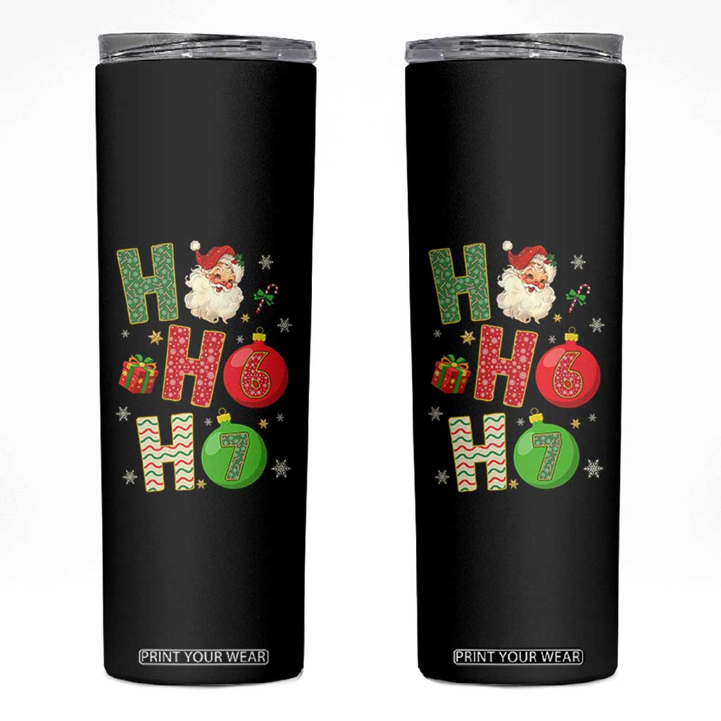Funny Christmas Santa Ho Ho Ho 67 Skinny Tumbler Six Seven Meme 6 7 Xmas Bauble TS11 Black Print Your Wear
