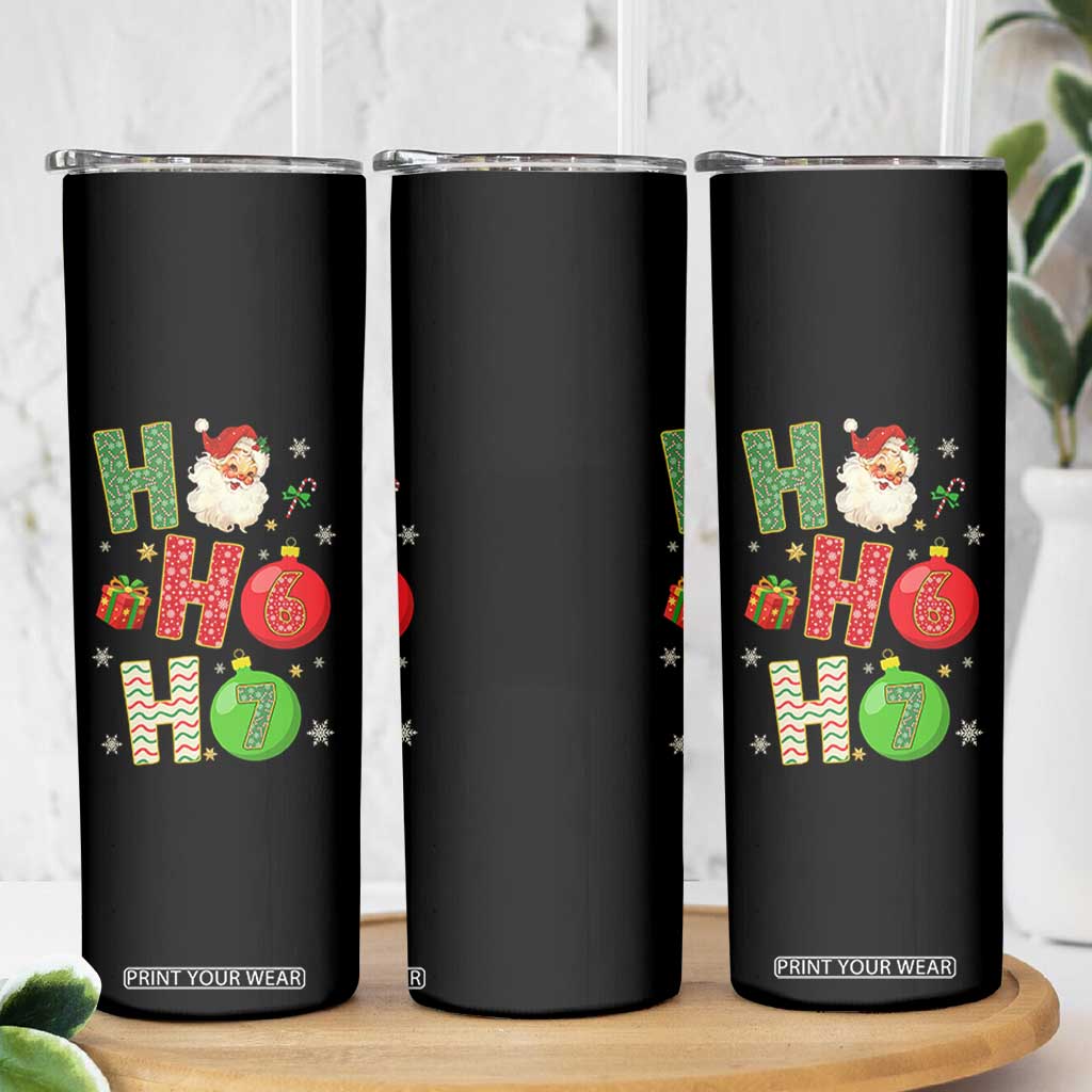 Funny Christmas Santa Ho Ho Ho 67 Skinny Tumbler Six Seven Meme 6 7 Xmas Bauble TS11 Print Your Wear