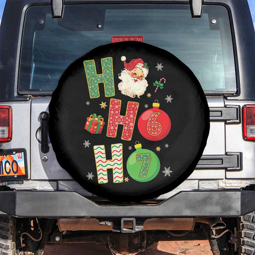 Funny Christmas Santa Ho Ho Ho 67 Spare Tire Cover Six Seven Meme 6 7 Xmas Bauble TS11 No hole Black Print Your Wear