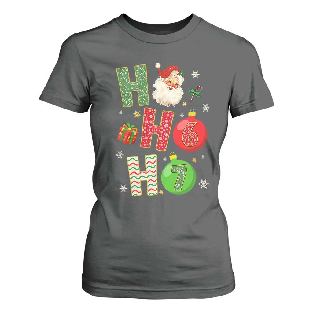 Funny Christmas Santa Ho Ho Ho 67 T Shirt For Women Six Seven Meme 6 7 Xmas Bauble TS11 Dark Heather Print Your Wear