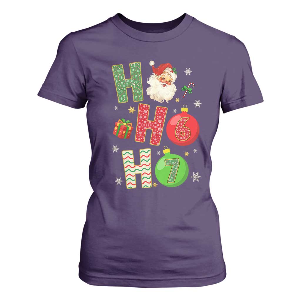 Funny Christmas Santa Ho Ho Ho 67 T Shirt For Women Six Seven Meme 6 7 Xmas Bauble TS11 Purple Print Your Wear