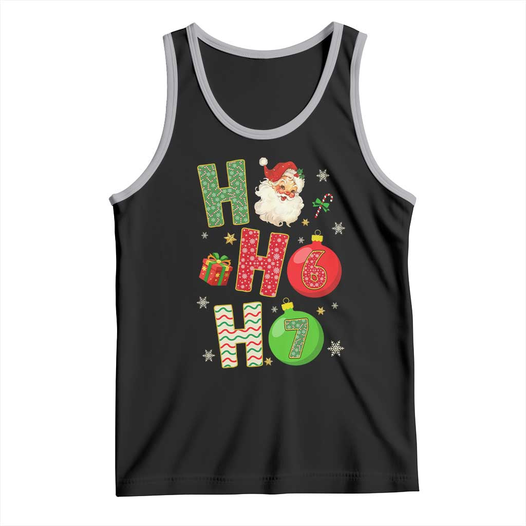 Funny Christmas Santa Ho Ho Ho 67 Tank Top Six Seven Meme 6 7 Xmas Bauble TS11 Black Athletic Heather Print Your Wear