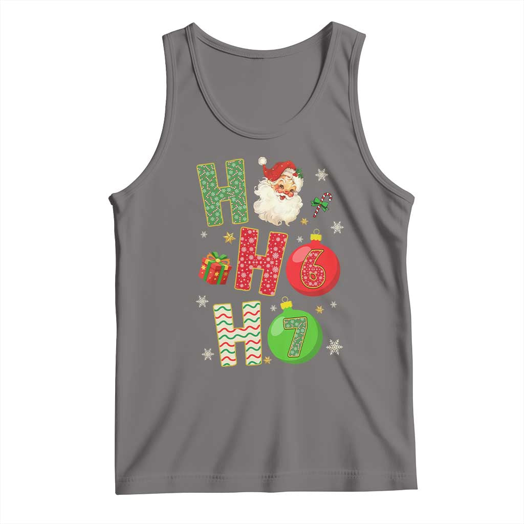 Funny Christmas Santa Ho Ho Ho 67 Tank Top Six Seven Meme 6 7 Xmas Bauble TS11 Deep Heather Print Your Wear