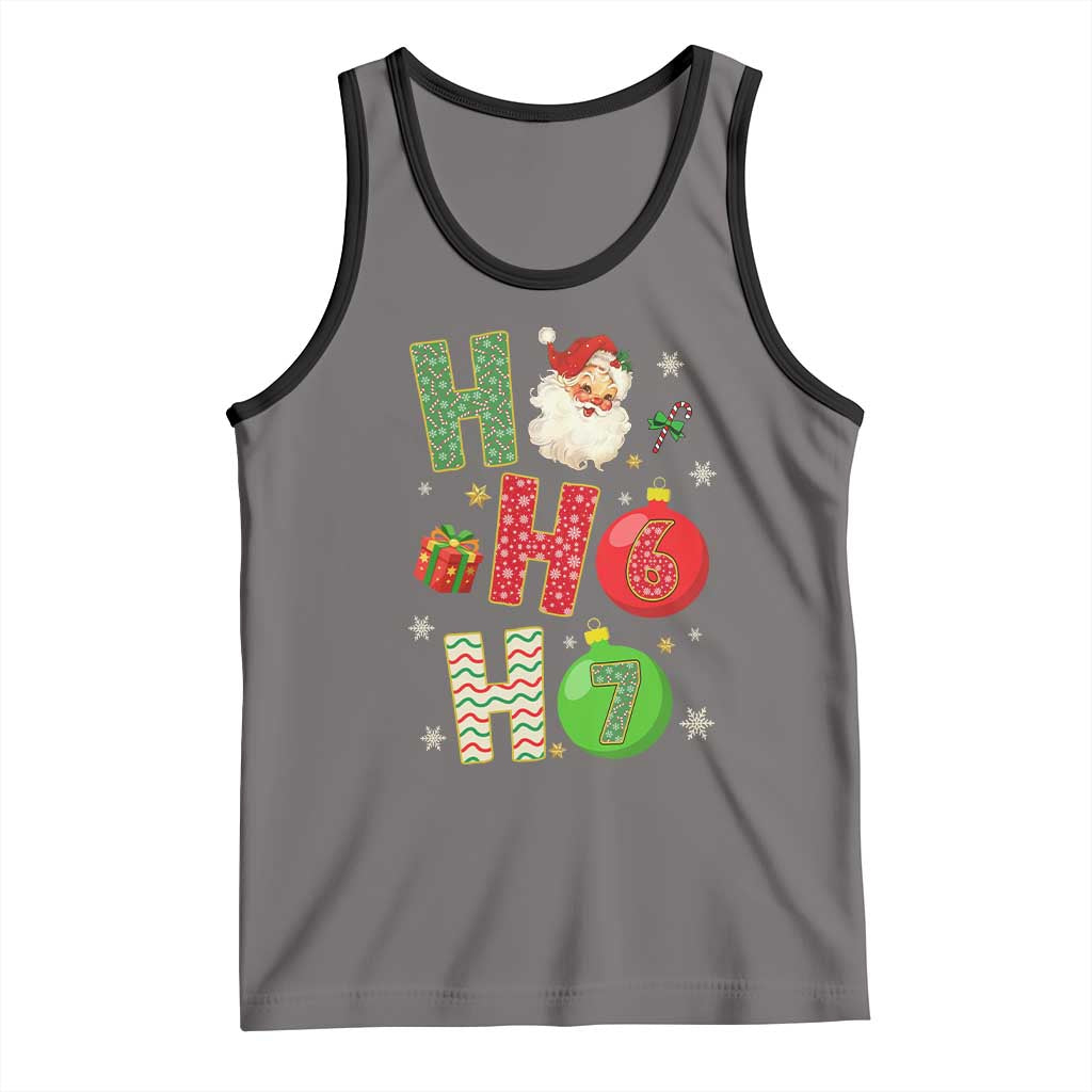 Funny Christmas Santa Ho Ho Ho 67 Tank Top Six Seven Meme 6 7 Xmas Bauble TS11 Deep Heather Black Print Your Wear