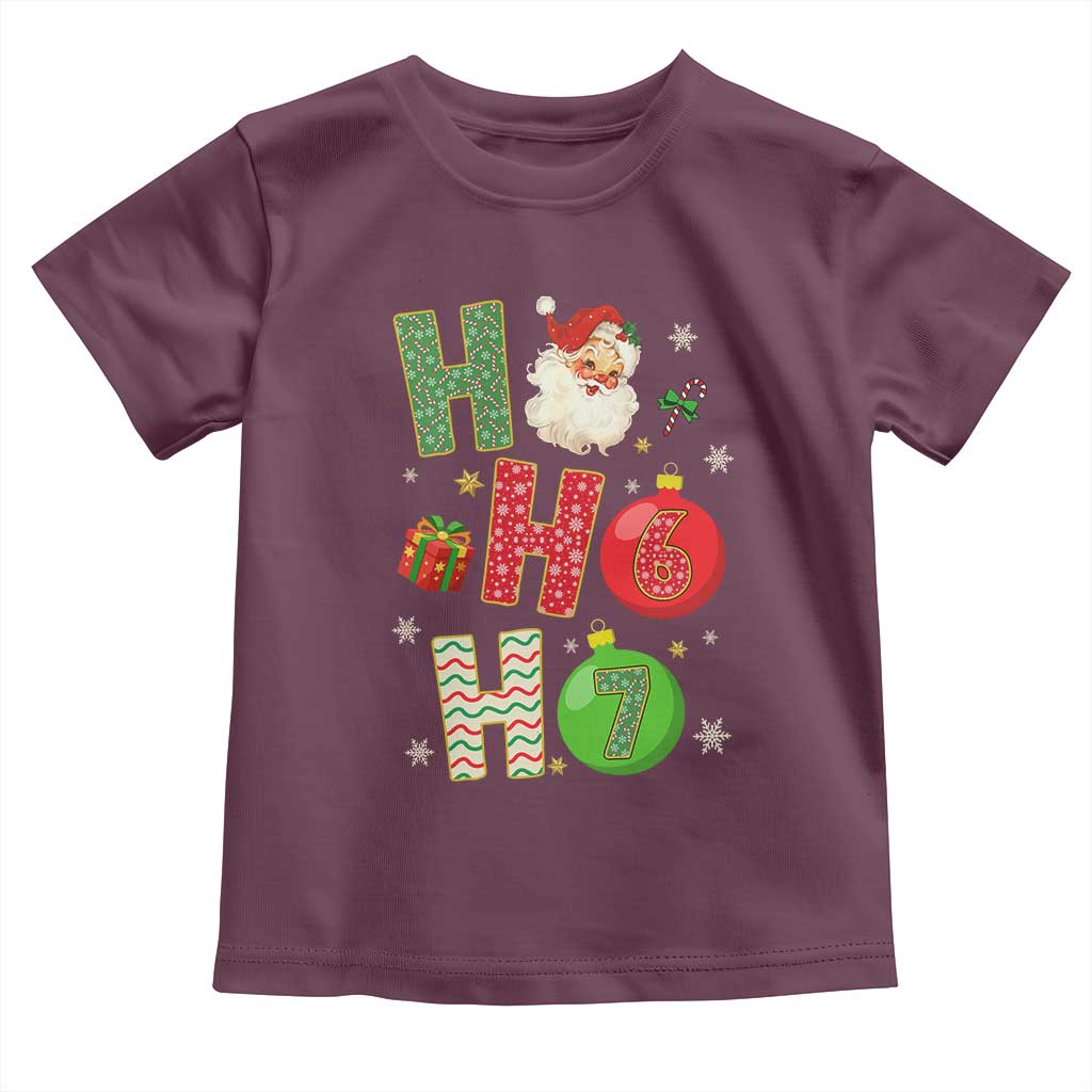 Funny Christmas Santa Ho Ho Ho 67 Toddler T Shirt Six Seven Meme 6 7 Xmas Bauble TS11 Maroon Print Your Wear