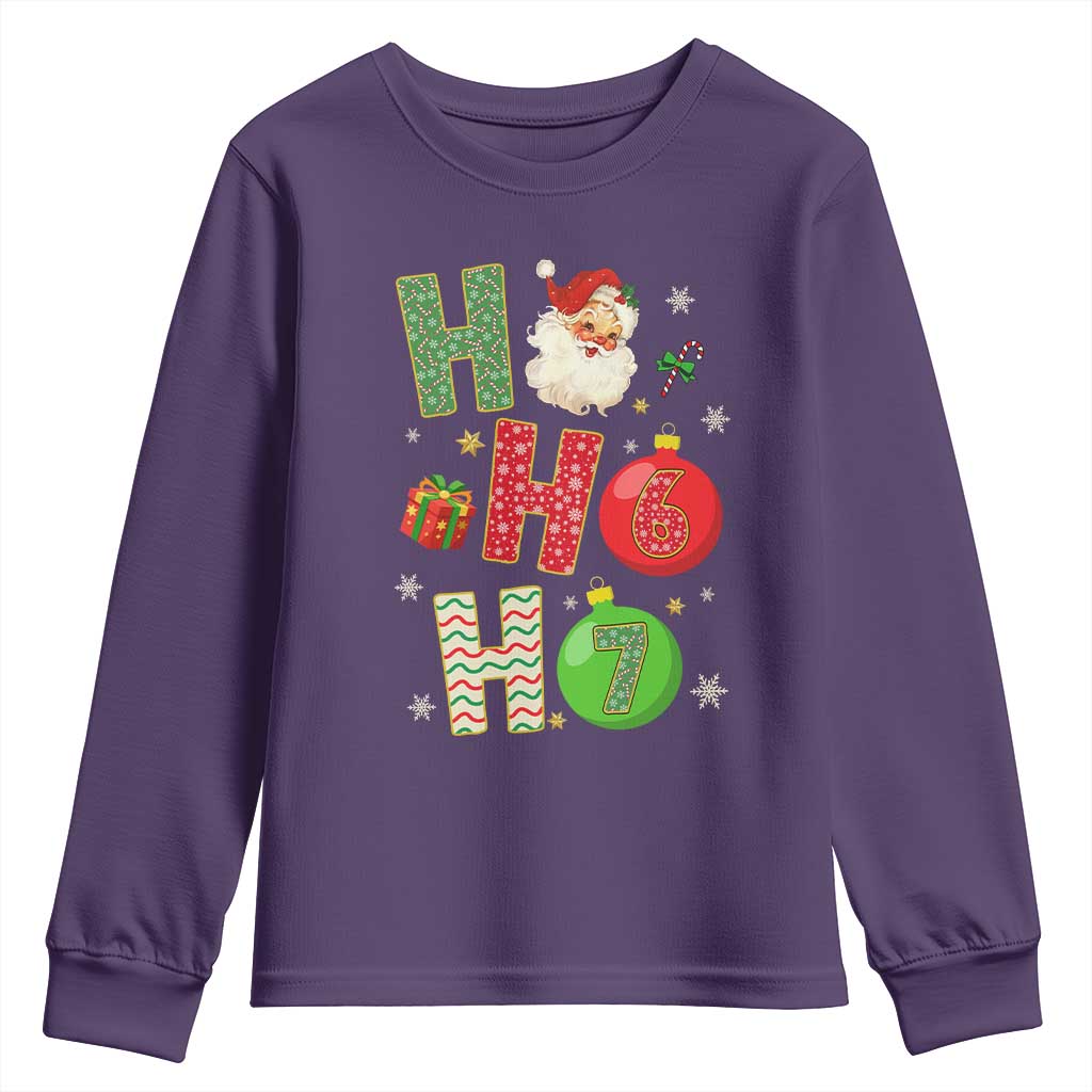 Funny Christmas Santa Ho Ho Ho 67 Youth Sweatshirt Six Seven Meme 6 7 Xmas Bauble TS11 Purple Print Your Wear