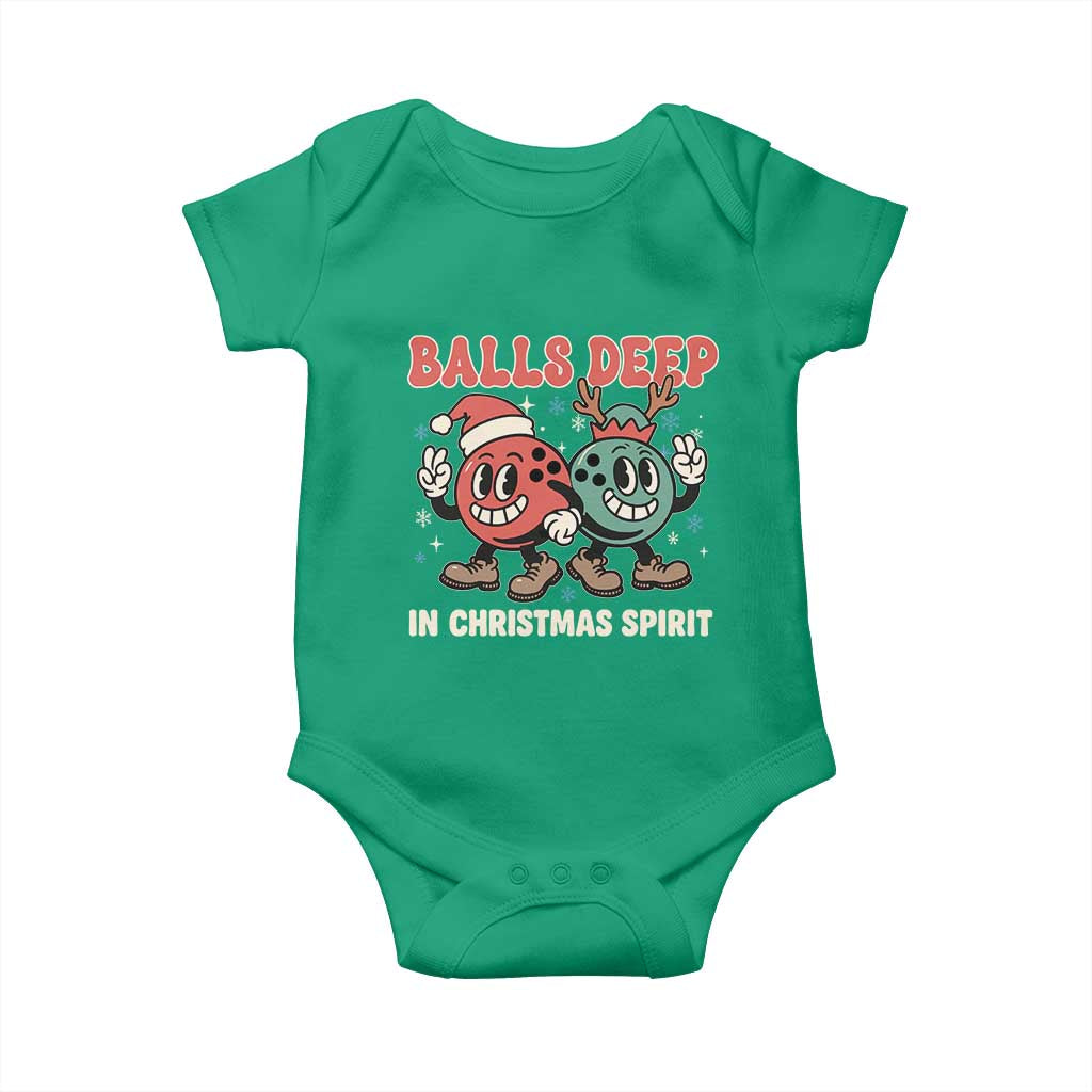 Funny Christmas Bowling Baby Onesie Balls Deep In Christmas Spirit TS11 Irish Green Print Your Wear