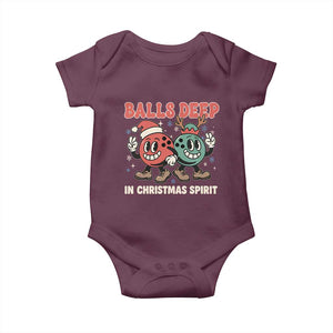 Funny Christmas Bowling Baby Onesie Balls Deep In Christmas Spirit TS11 Maroon Print Your Wear