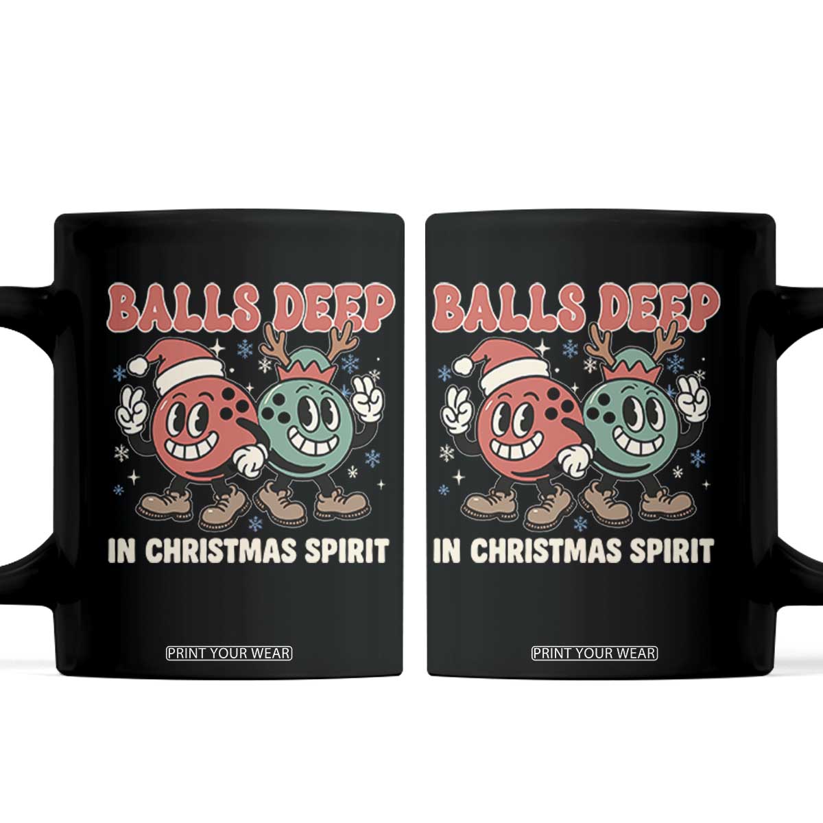 Funny Christmas Bowling Coffee Mug Balls Deep In Christmas Spirit - Print Your Wear